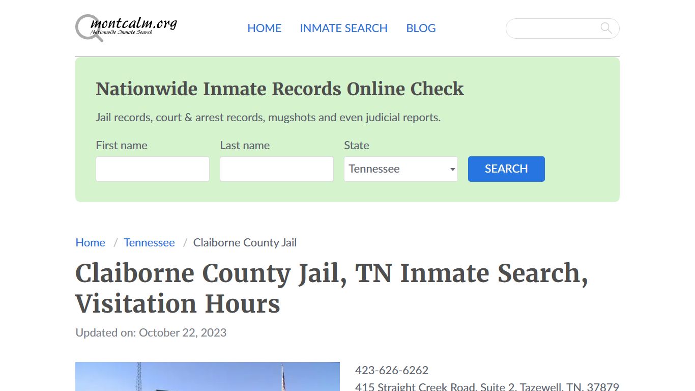 Claiborne County Jail, TN Inmate Search, Visitation Hours - montcalm.org